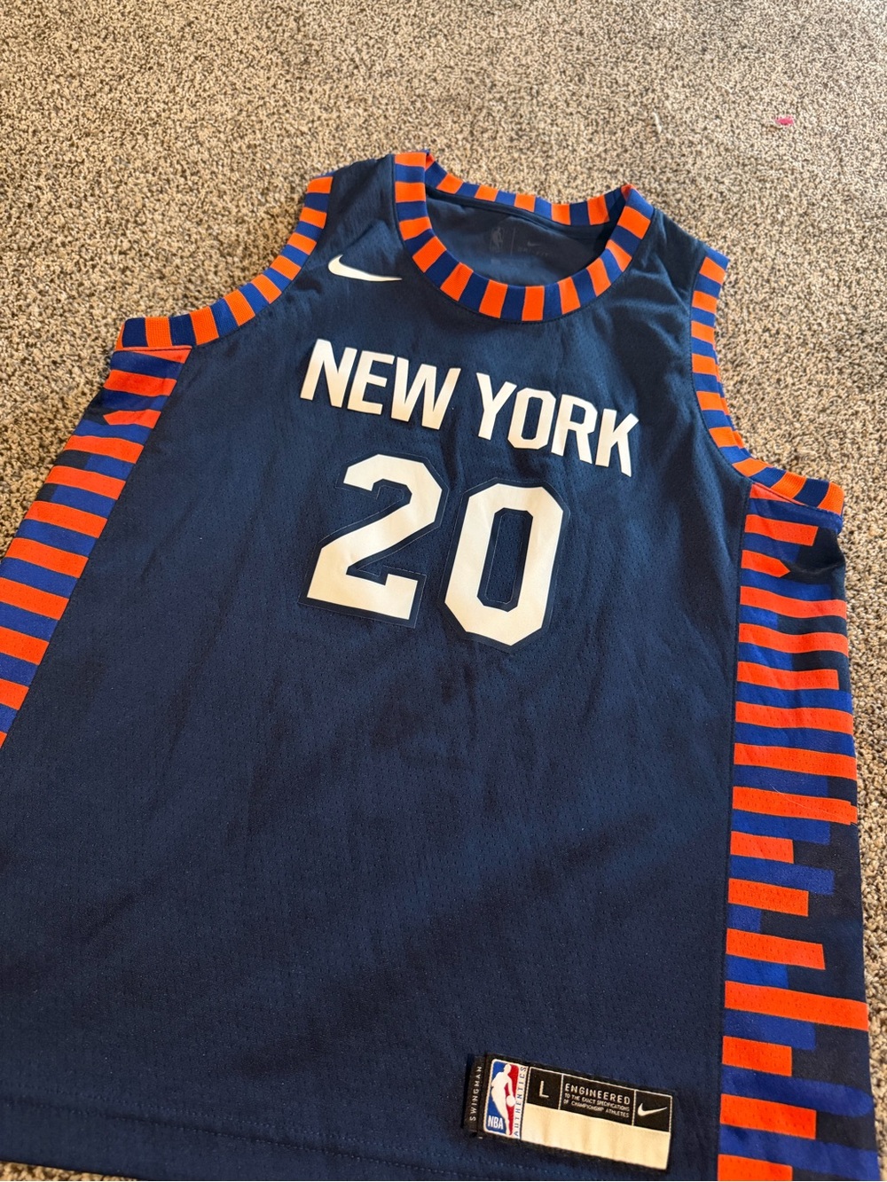 Nike Navy and Orange New York #20 Basketball Jersey - Picture 2 of 4